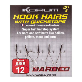 Korum Hook Hairs With Quickstops Barbed