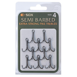 E-Sox Extra Strong Pike Trebles Size 4 Semi Barbed